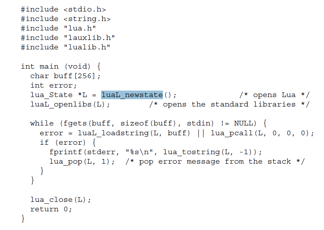 programming in lua 中的代码，我在我的环境里(ubuntu)编译这段代码提示如标题的错误，问题出在链接这一步，gcc -c （compile and assemble, but do not link）可以通过