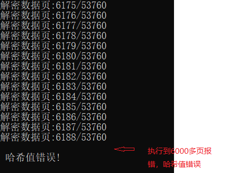 当破解到6000多页的时候C++程序报错。