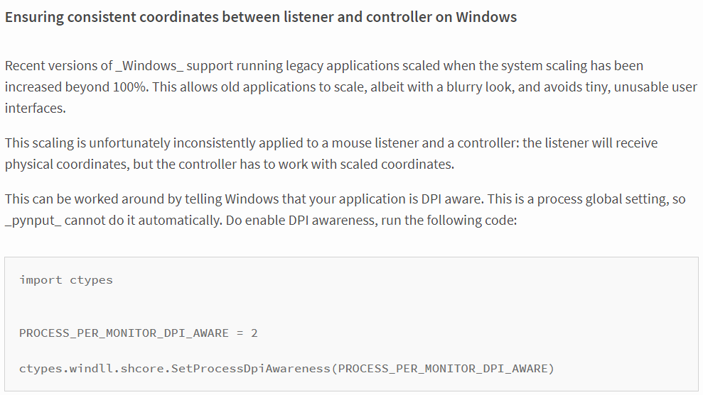官网有说明，因为windows的缩放问题导致两坐标使用的不一致